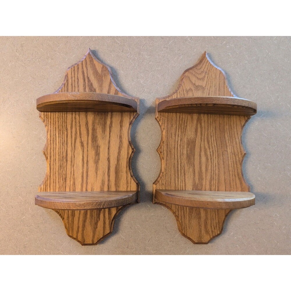Vintage Set Of Large Oak Shelves 18"X 9" Homemade Heavy Cottagecore Farmhouse